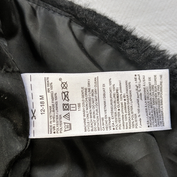 old navy black faux fur vest 12-18 months baby girl - Picture 3 of 5